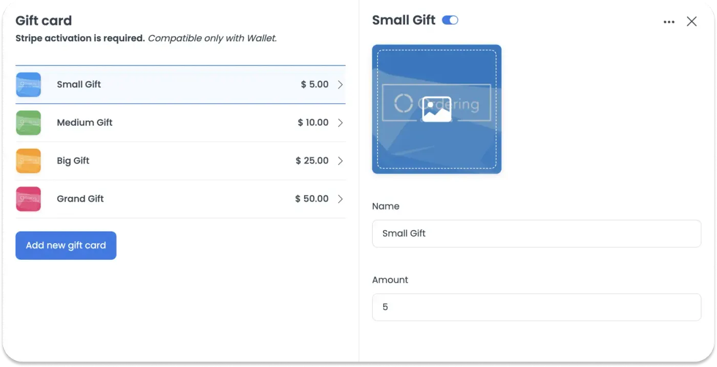 Create as many gift cards as you need