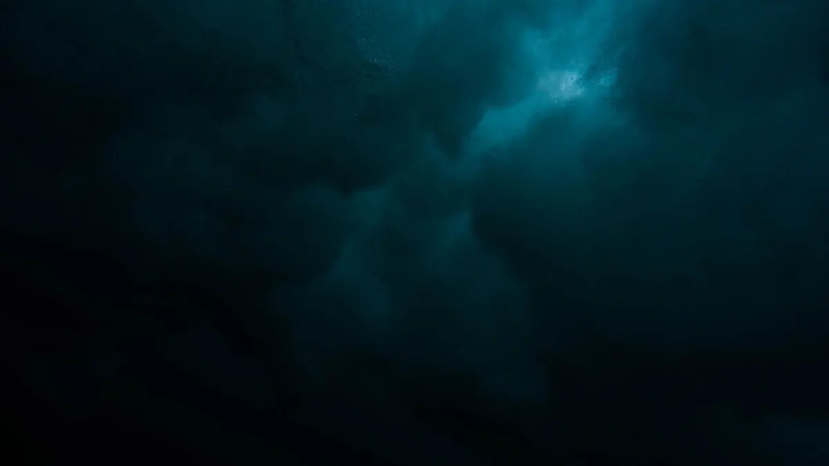 Deep teal abstract digital environment with emerging light representing next-generation AI innovations transforming the restaurant industry