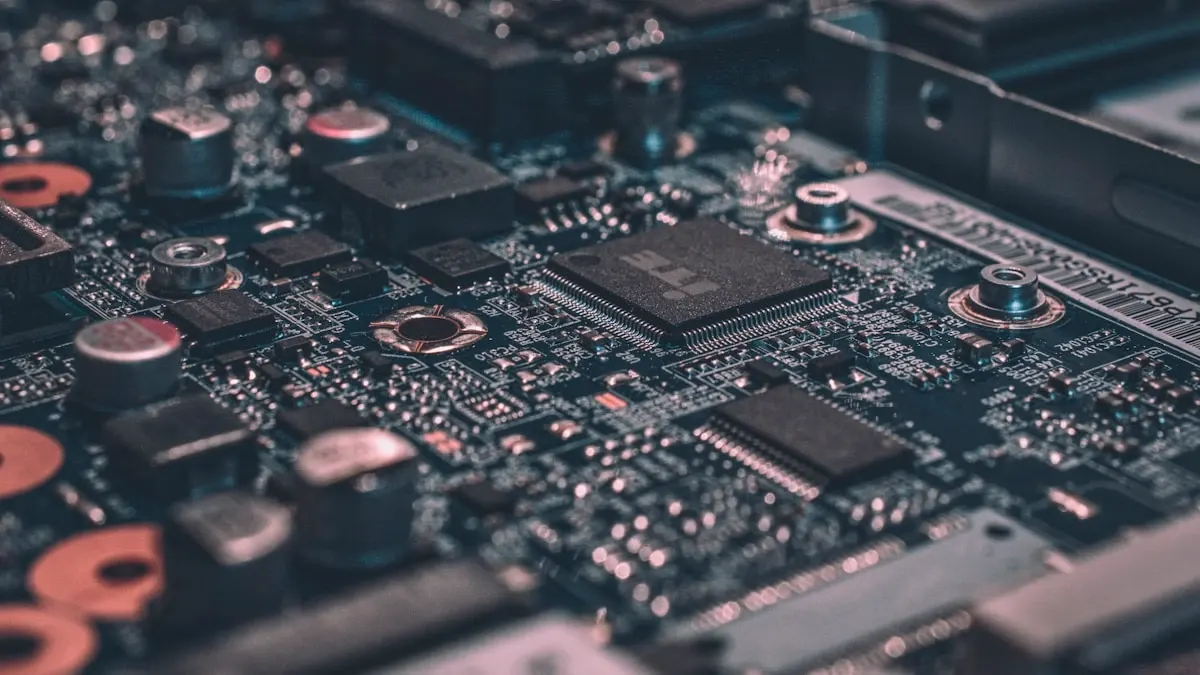 Circuit board with futuristic blue lighting representing restaurant technology trends