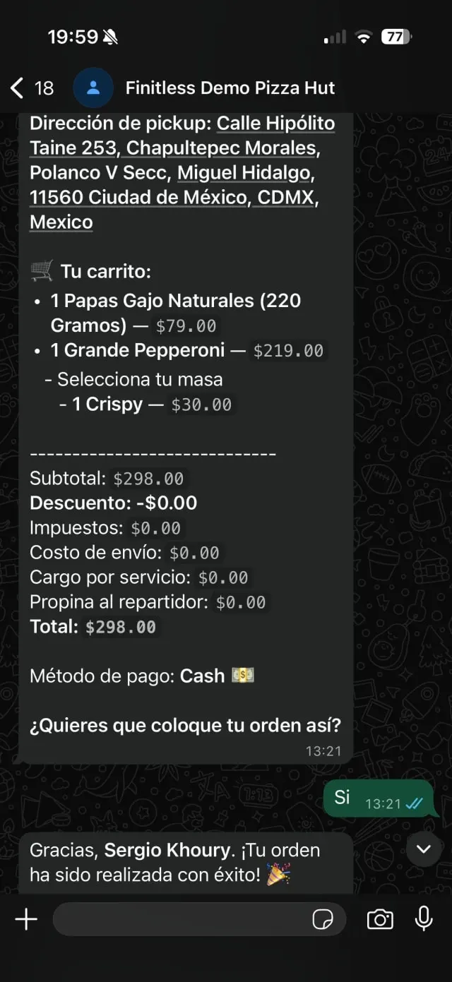 WhatsApp ordering system for restaurants by Ordering.co Technology