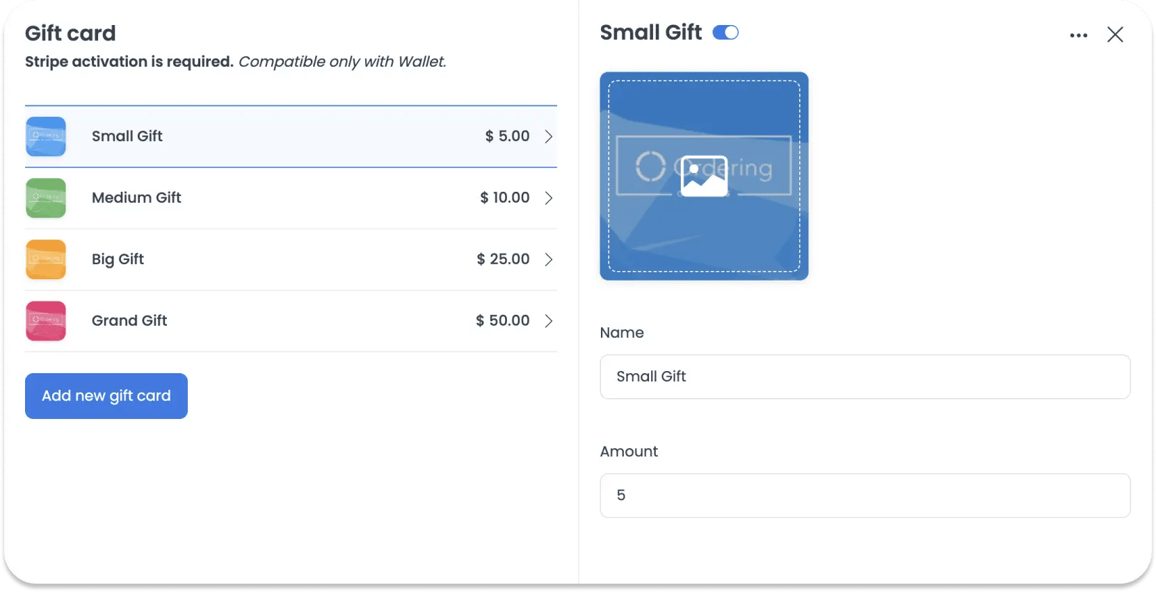 Create as many gift cards as you need