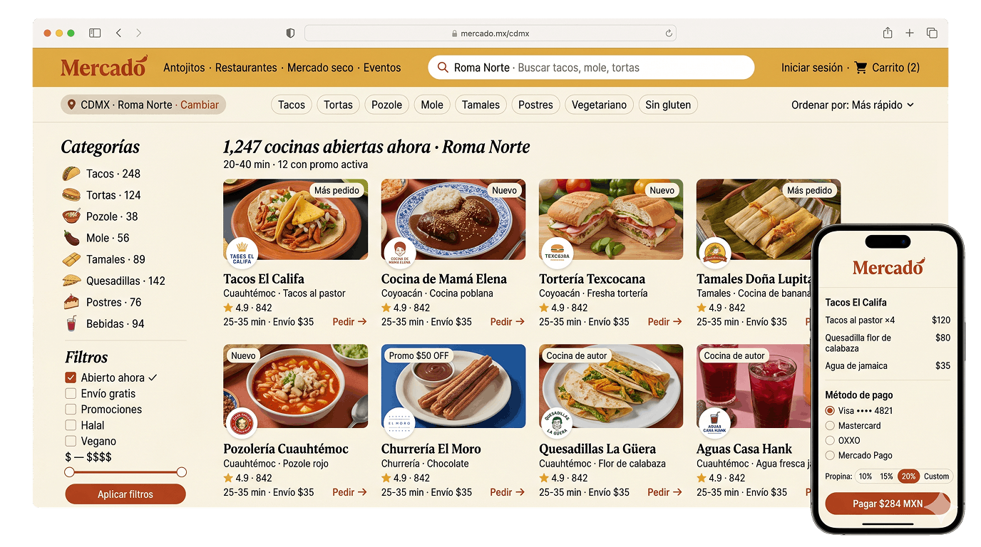 Mexican food marketplace template
