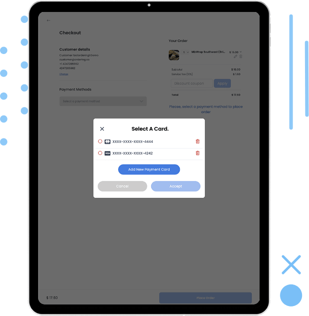 Checkout screen accepting a card payment