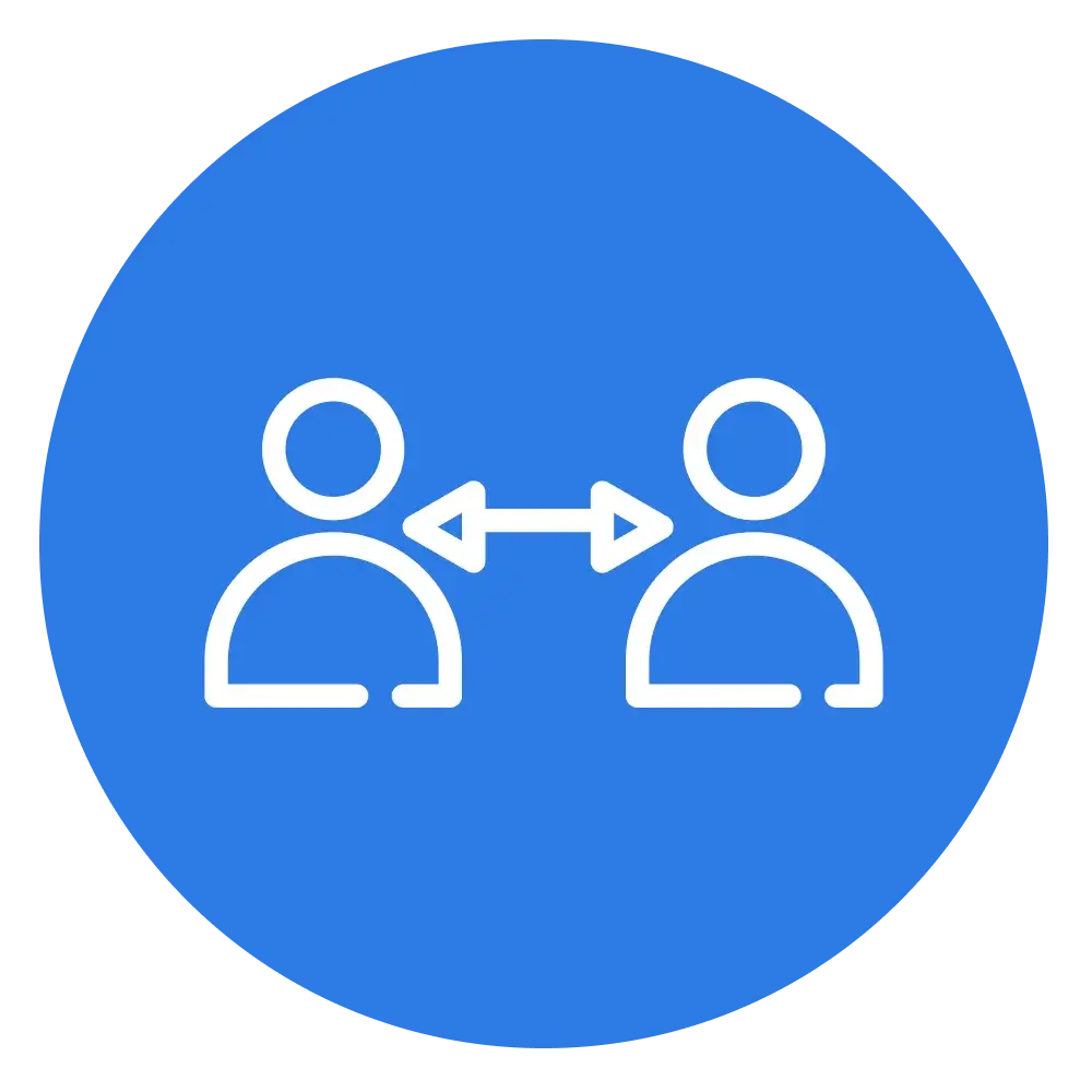 Two people icon representing sending a gift card to someone far away