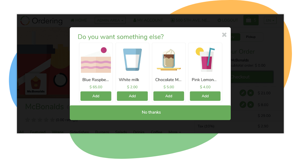Illustrative product recommendation before checkout