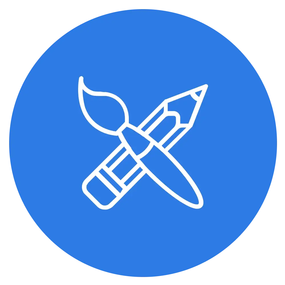 Paintbrush and pencil icon representing gift card personalization
