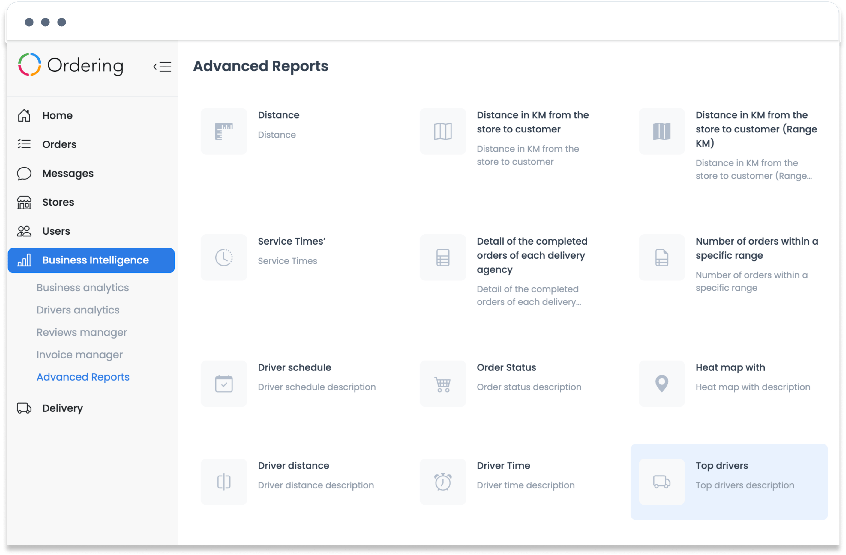 Advanced reports in the Business Intelligence module